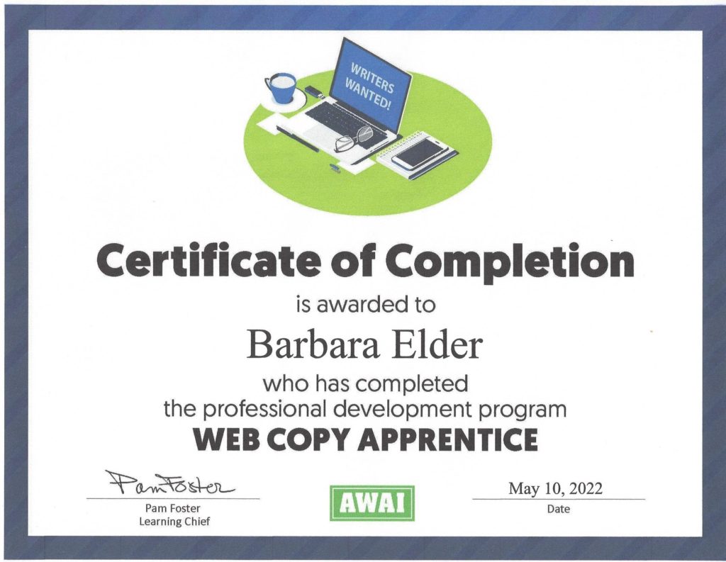 AWAI Certificate of Completion